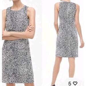 J Crew Factory Navy & Ivory Basketweave Oncilla Print Sheath Dress Size 4